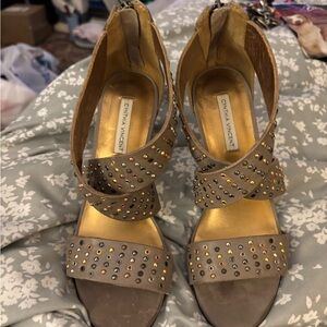 Cynthia Vincent Taupe Studded Sandals